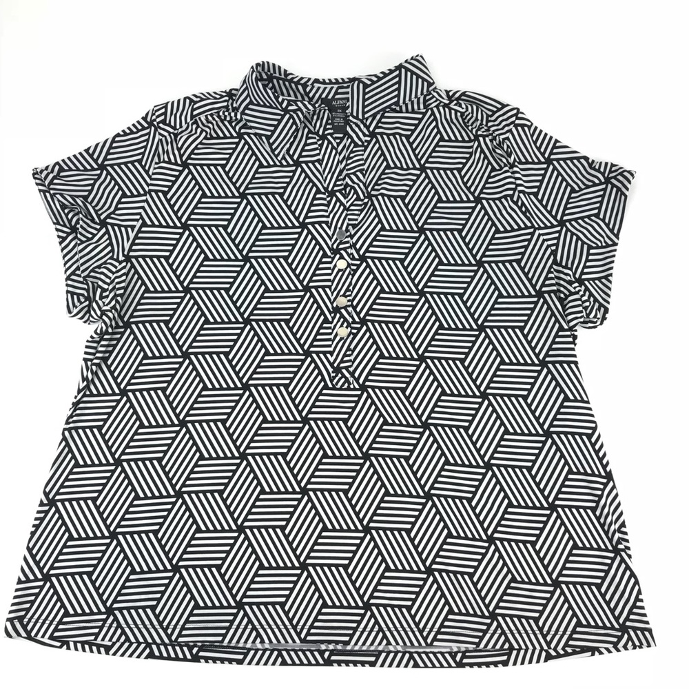 Alfani Stretchy Collared Vneck Button Blouse